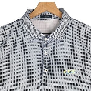 Turtleson Polo Mens XL Geometric Print Performance Stretch Golf Shirt Blue